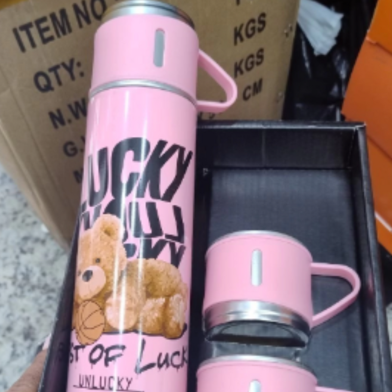 KIT GARRAFA TÉRMICA Urso com Xícaras