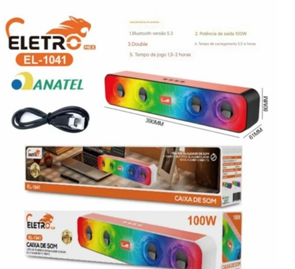 CAIXA DE SOM GAMER SUBWOOFER Bluetooth Pc Led Rgb Eletromex