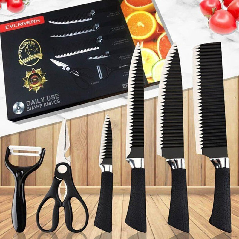 CONJUNTO DE FACAS de Revestimento Antiaderente C/ 6 peças de Aço Inoxidável